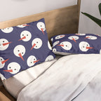 Snowmen pattern on dark Pillow Sham Gallery Image 2