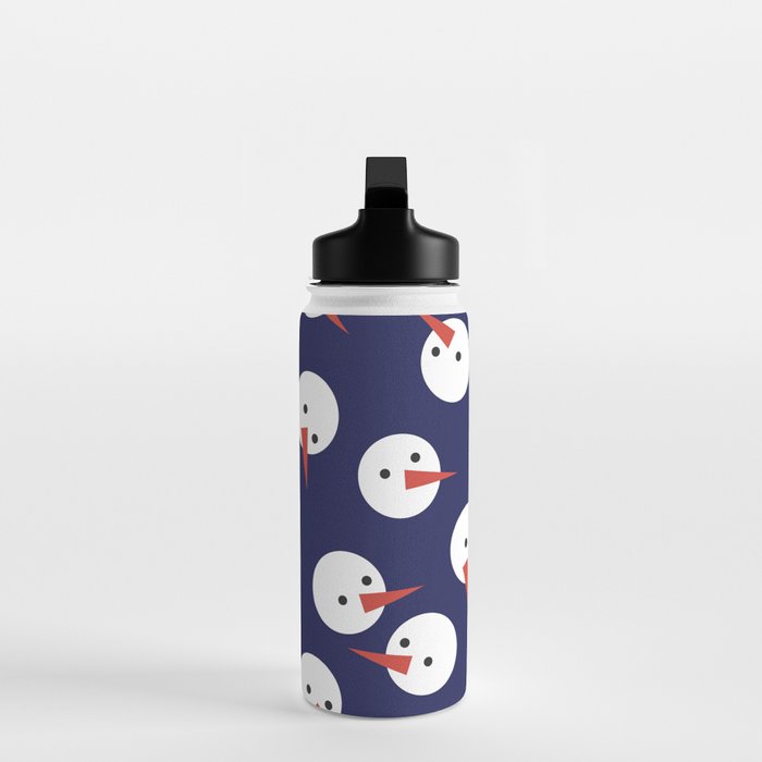 Snowmen pattern on dark Water Bottle Gallery Image 3