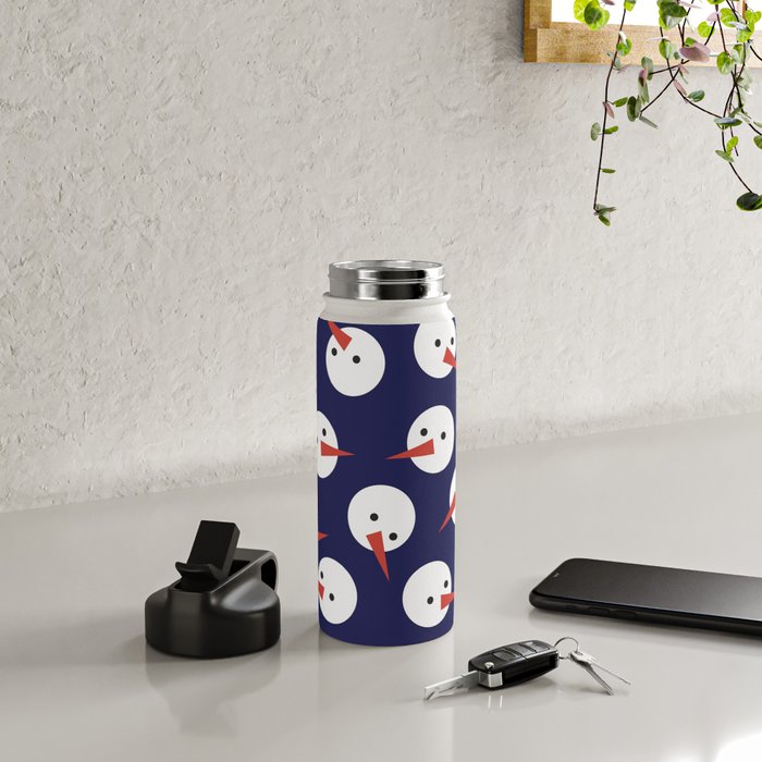 Snowmen pattern on dark Water Bottle Gallery Image 4