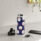 Snowmen pattern on dark Water Bottle Gallery Image 4