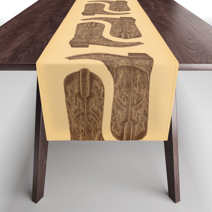 Brown Cowgirl Boot Table Runner
