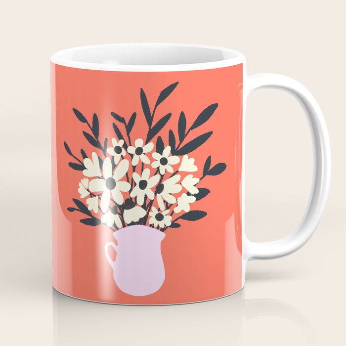 Retro 70s Spooky Flower Vase Coffee Mug Gallery Image 1