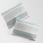 Festive, Abstract, Stripes Pattern, Pink, Green, White Pillow Sham Gallery Image 3