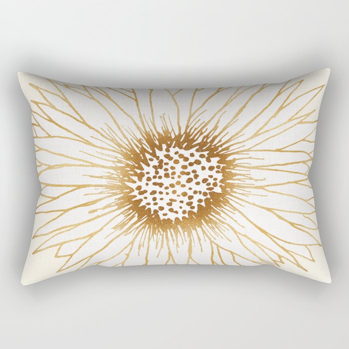 Gold Sunflower Drawing Rectangular Pillow Gallery Image 2
