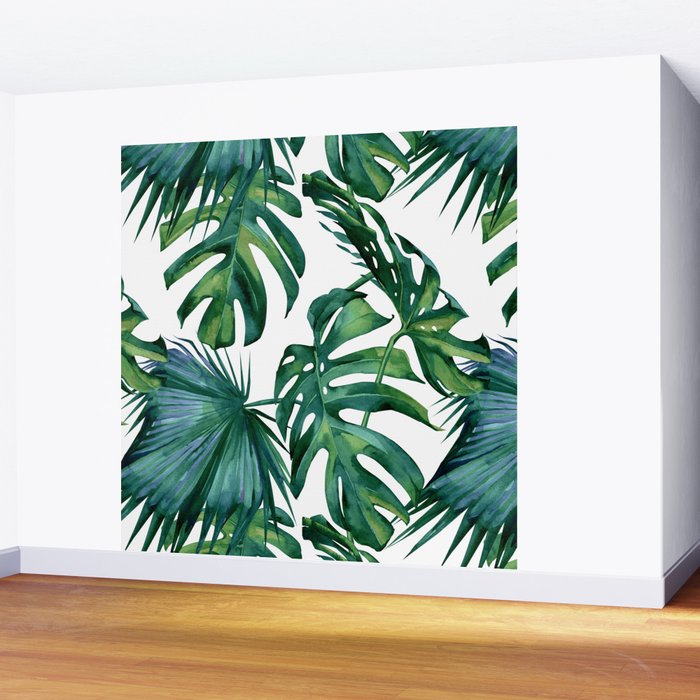 Classic Palm Leaves Tropical Jungle Green Wall Mural Gallery Image 2