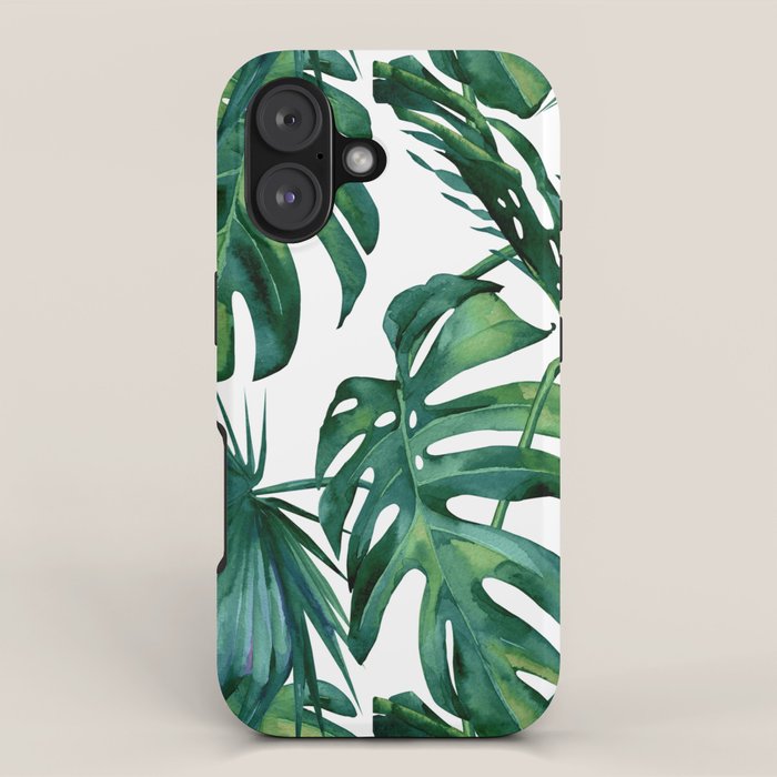 Classic Palm Leaves Tropical Jungle Green iPhone Case Gallery Image 1