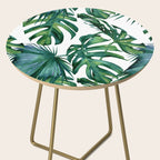 Classic Palm Leaves Tropical Jungle Green Side Table Gallery Image 2