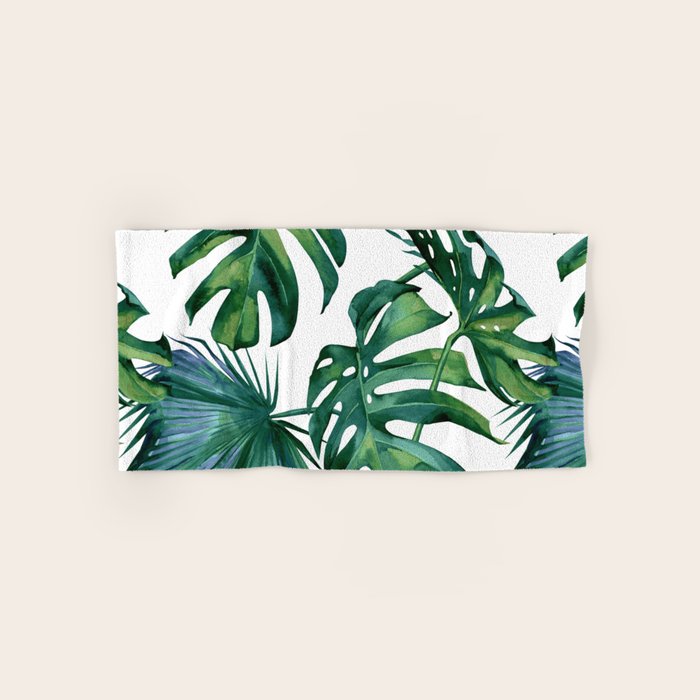 Classic Palm Leaves Tropical Jungle Green Bath Towel Gallery Image 1