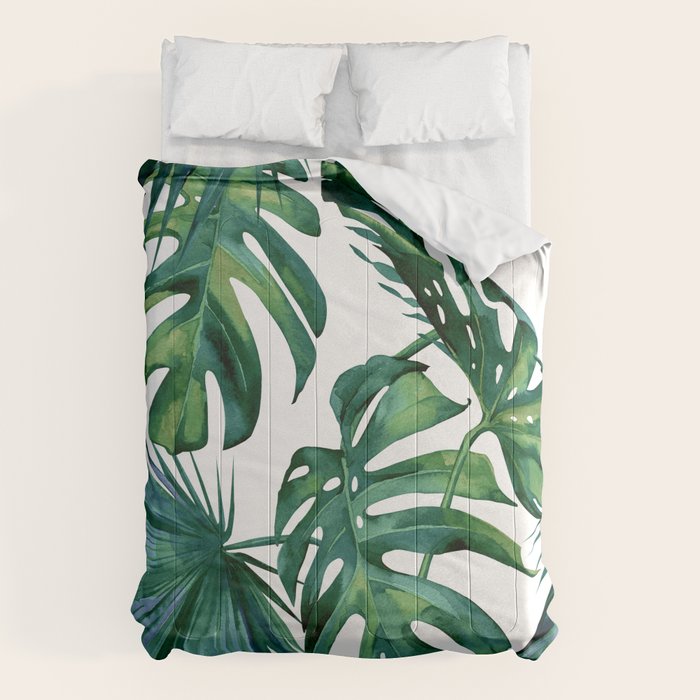 Classic Palm Leaves Tropical Jungle Green Comforter Gallery Image 1