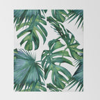 Classic Palm Leaves Tropical Jungle Green Throw Blanket Gallery Image 2