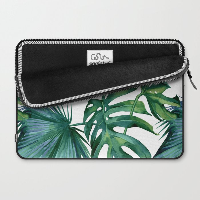 Classic Palm Leaves Tropical Jungle Green Laptop Sleeve Gallery Image 2