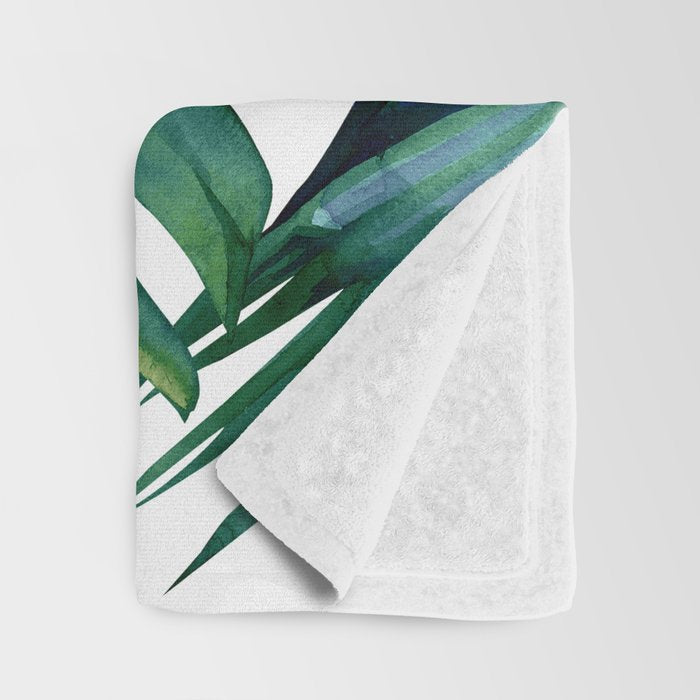 Classic Palm Leaves Tropical Jungle Green Throw Blanket Gallery Image 3