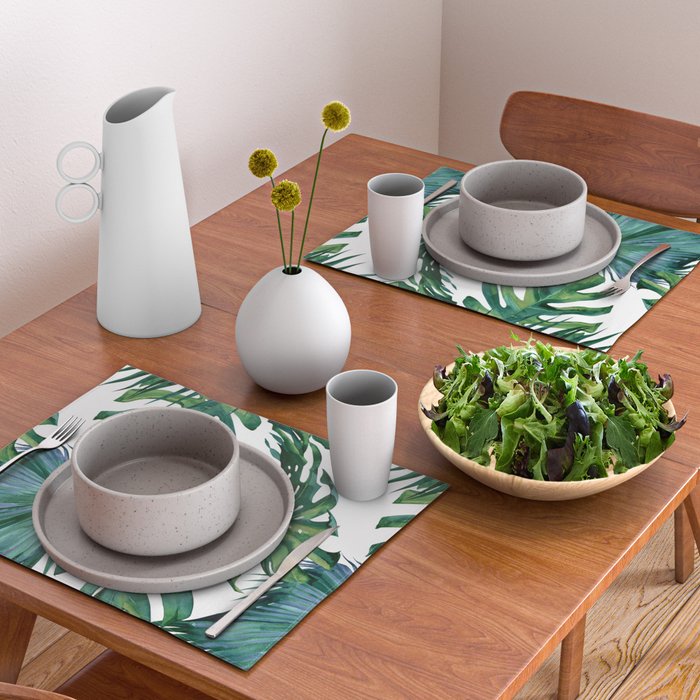 Classic Palm Leaves Tropical Jungle Green Placemat Gallery Image 2