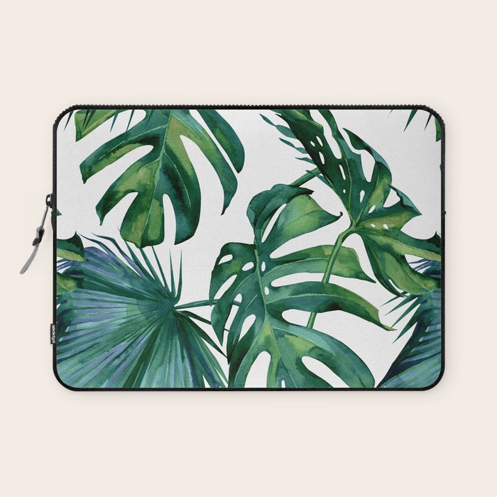 Classic Palm Leaves Tropical Jungle Green Laptop Sleeve Gallery Image 1