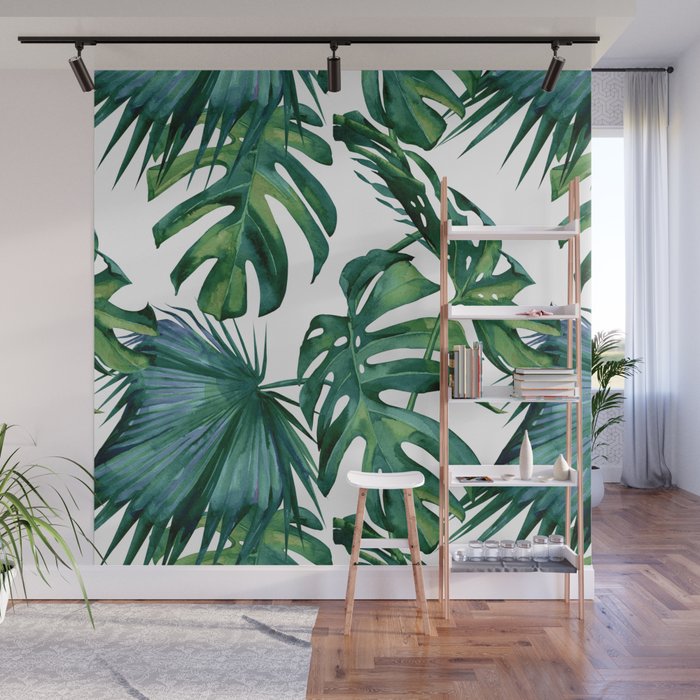 Classic Palm Leaves Tropical Jungle Green Wall Mural Gallery Image 1