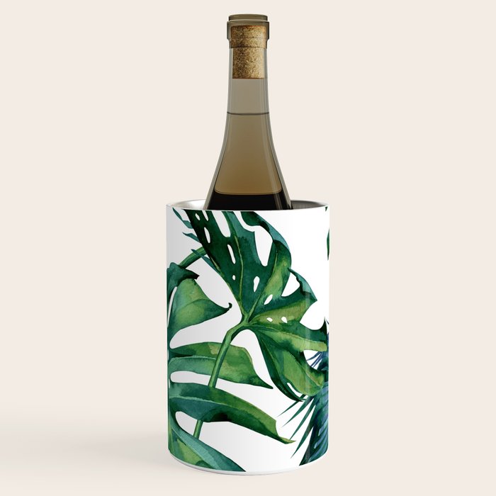 Classic Palm Leaves Tropical Jungle Green Wine Chiller Gallery Image 3