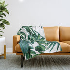 Classic Palm Leaves Tropical Jungle Green Throw Blanket Gallery Image 1