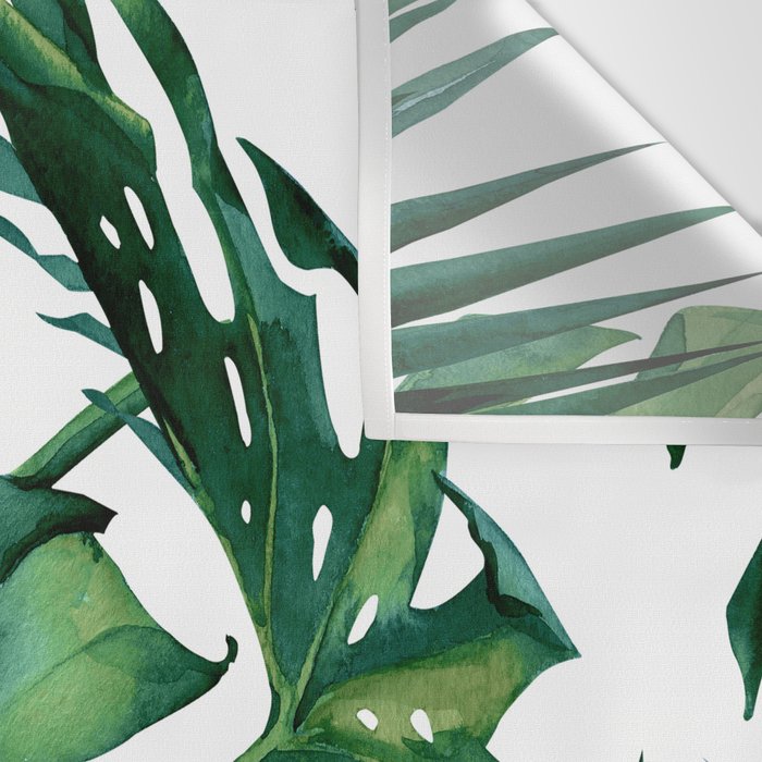 Classic Palm Leaves Tropical Jungle Green Wall Tapestry Gallery Image 3