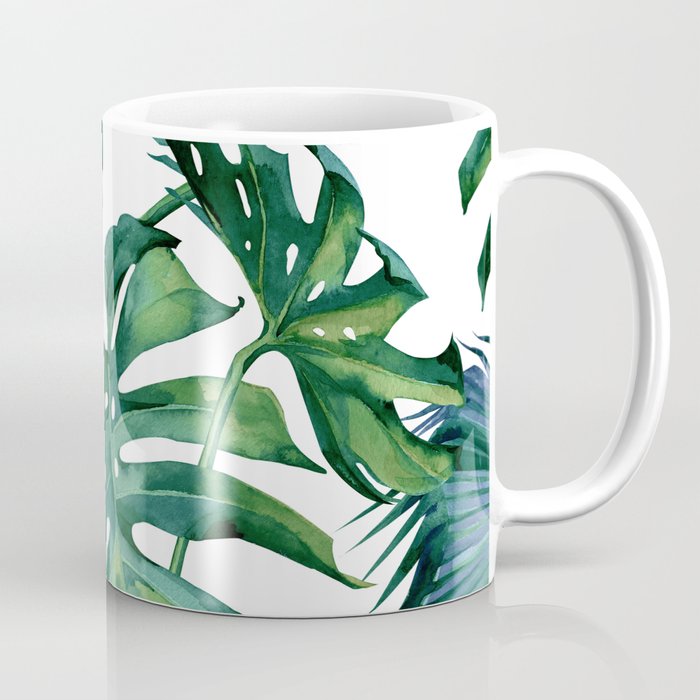 Classic Palm Leaves Tropical Jungle Green Coffee Mug Gallery Image 1