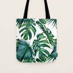 Classic Palm Leaves Tropical Jungle Green Tote Bag Gallery Image 1