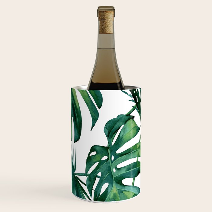 Classic Palm Leaves Tropical Jungle Green Wine Chiller Gallery Image 1