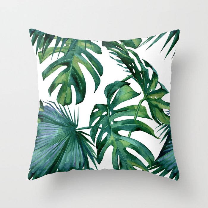 Classic Palm Leaves Tropical Jungle Green Throw Pillow Gallery Image 6