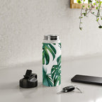Classic Palm Leaves Tropical Jungle Green Water Bottle Gallery Image 4