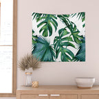 Classic Palm Leaves Tropical Jungle Green Wall Tapestry Gallery Image 2