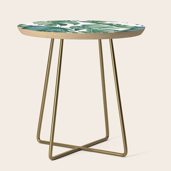 Classic Palm Leaves Tropical Jungle Green Side Table Gallery Image 1