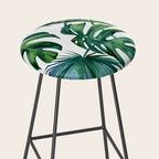 Classic Palm Leaves Tropical Jungle Green Stool Gallery Image 2