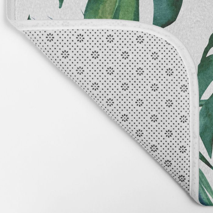 Classic Palm Leaves Tropical Jungle Green Bath Mat Gallery Image 2