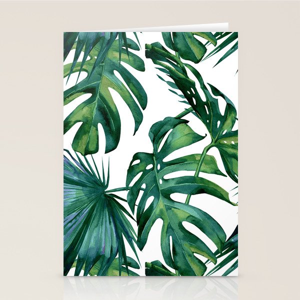 Classic Palm Leaves Tropical Jungle Green Stationery Card Gallery Image 2