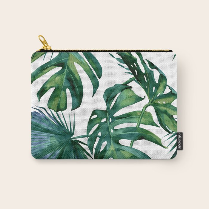 Classic Palm Leaves Tropical Jungle Green Carry All Pouch Gallery Image 1