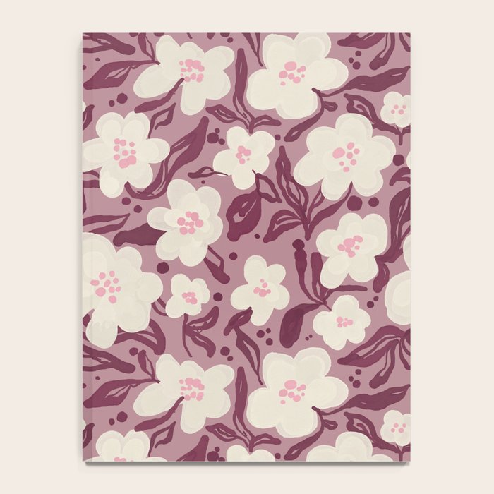 Cream Burgundy Floral Pattern Notebook Gallery Image 4