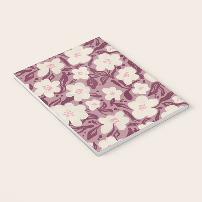 Cream Burgundy Floral Pattern Notebook Gallery Image 3