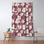 Cream Burgundy Floral Pattern Window Curtain Gallery Image 5