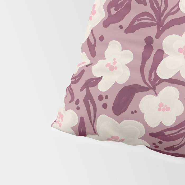 Cream Burgundy Floral Pattern Pillow Sham Gallery Image 4