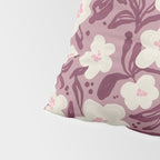 Cream Burgundy Floral Pattern Pillow Sham Gallery Image 4
