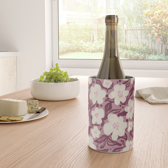 Cream Burgundy Floral Pattern Wine Chiller Gallery Image 4