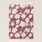 Cream Burgundy Floral Pattern Stationery Card Gallery Image 2