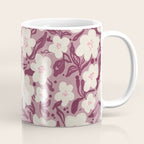 Cream Burgundy Floral Pattern Coffee Mug Gallery Image 1