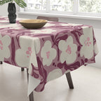 Cream Burgundy Floral Pattern Tablecloth Gallery Image 3