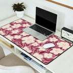 Cream Burgundy Floral Pattern Desk Mat Gallery Image 2