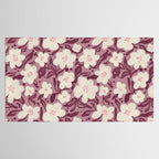 Cream Burgundy Floral Pattern Tablecloth Gallery Image 2