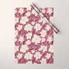 Cream Burgundy Floral Pattern Wrapping Paper Gallery Image 1