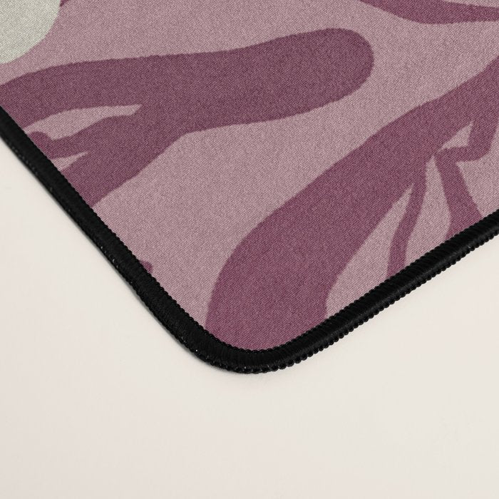 Cream Burgundy Floral Pattern Desk Mat Gallery Image 4