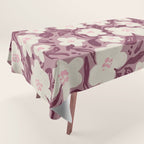 Cream Burgundy Floral Pattern Tablecloth Gallery Image 1