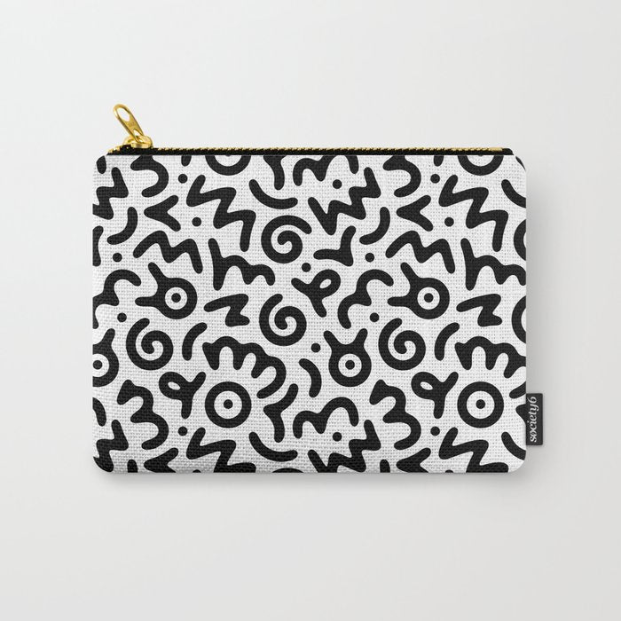 Fun black and white doodle symbol art pattern Carry All Pouch Gallery Image 1