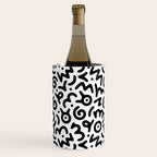 Fun black and white doodle symbol art pattern Wine Chiller Gallery Image 2