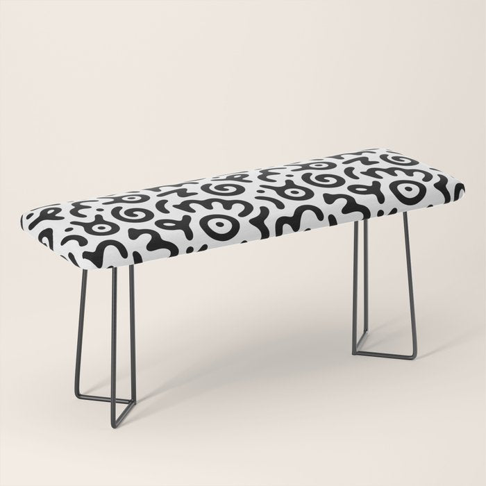 Fun black and white doodle symbol art pattern Bench Gallery Image 1